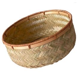 Dinnerware Sets Round Bamboo Basket Multi-use Woven Desktop Dried Fruit Bread Weaving Storage