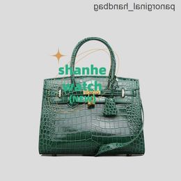 Original Tote Bag Crocodile 2024 New Leather Fashionable Bright 30 Lock Buckle Genuine Womens Handsewn Handheld CNW9 ZU12 O8NQ