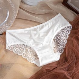 Women's Panties Sexy Hollow Out Low-waist Thin Strap Pure Color Soft Comfortable Breathable Lace Satin Stitching Ladies Briefs