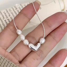 Chains 925 Sterling Silver Necklace Pearls Heart Bean Love Irregular Punk Geometric For Women Girl Jewelry Gift Drop Wholesale