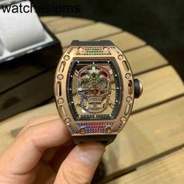 Swiss ZF Factory RichaMill Watch Watches Mechanics Luxury Mens Wristwatch Wine Barrel Watch Rms052 Series Automatic Mechanical Colour Diamond Case Tape Men