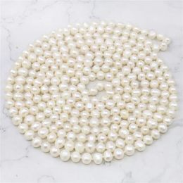 Chains LONG 80 INCHES 7-8MM WHITE AKOYA CULTURED PEARL NECKLACE Beads Hand Made Jewellery Making Natural Stone Wholesale Price