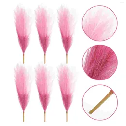 Decorative Flowers 6 Pcs Artificial Reed Faux Plant Pink Props Fake Bouquets Polyester DIY Landscape Decor Decors