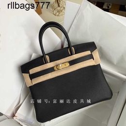 Genuine leather BK Handbag Home Handmade Wax Thread Lychee Pattern Togo Calfskin Lock Buckle Casual Women's Tote Shoulder Bags