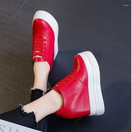 Casual Shoes Genuine Leather Increased Women Fashion Classic Original Korean Version Heels Autumn Sneakers