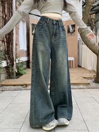 Women's Jeans Slergiri Early Spring American Retro High Waist Loose Wide Leg Straight Denim Long Trousers Y2k Clothes Streetwear