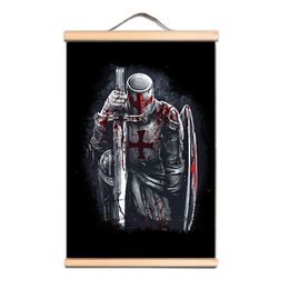 Decorate Your Room with This Knights Templar Canvas Scroll Painting - Vintage Mediaeval Crusader Warrior Art Poster Wall Chart CD30