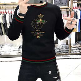 Men's Hoodies & Sweatshirts Male Sequin Embroidery Long Sleeve Trend Top Heavy Craft Casual Autumn Winter Fashion Pullover 4207