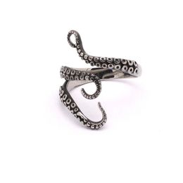 Band Rings Punk Personality Titanium Steel Ring Octopus Opening Gentle Fashion Jewellery Drop Delivery Jewellery Dh6Cb