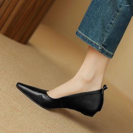 Frühling/Herbst Pumps Schuhe Frauen 466 Kleid Echtes Leder Für Quadratische Zehe Chunky Low Heel Slip-On Flach Weich