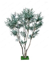 Decorative Flowers Solid Wood Imitative Tree Bionic Olive Fake Green Plant Pot Decoration Show Window Scene Home