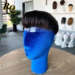 Toupees Toupees Pre Styled Slicked Back Thin Skin Men Toupee 0.04mm Human Hair Men Hair Replacement Systems Hair Piece Protesis Hombre Mal