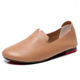 Casual Shoes Genuine Leather Vulcanised Women Slip On Flat Round Toe Classics Fashion Office & Career