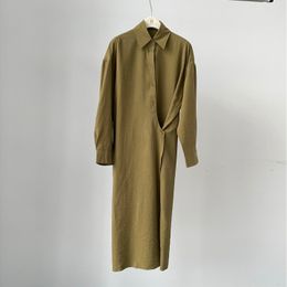 European fashion brand minimalist asymmetrical long sleeve shirt dress