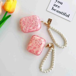 Earphone Accessories For Airpods 2 Case Airpod 3rd Pink Leopard Love Chain Cases for Airpods Pro Earphone Protective Cover Soft Shell fundasY240322