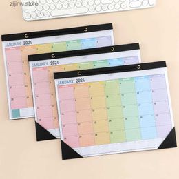 Calendar 1 pc 2024 Rainbow Monthly Wall Calendar PVC Transparent Cover perfect for Planning and Organising Daily Schedule Weekly Plan Y240322