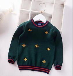 Kids warm sweater design baby girls boys embroidered bee knitting Pullover Jumper Christmas Wool Blends Sweaters children boutique3654093