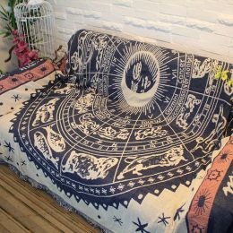 Mat 130x180cm Constellation Large sofa blanket Cotton Comping Hiking Carpet warm Bedspread tarot altar Tablecloth Astrology