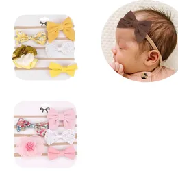 Hair Accessories 5 PCS/ SET Infant Nylon Elastic Baby Bow Headband Soft And Seamless Cute Princess