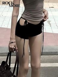 Rockmore Sexy Girl Mini Shorts Low Rise Lace-up Fashion Korean Casual Slim WomenS Panties Bottoms Y2K Short Pants Summer240321