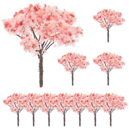 Decorative Flowers 12 Pcs Mini Architectural Tree Model Decor Micro Landscape Ornaments Sponge Cherry Trees