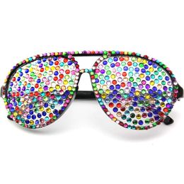 New Dance Party Sunglasses with Colorful Diamonds and Decorative Glasses