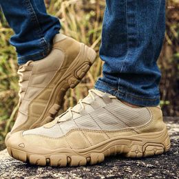 Fitness Shoes Men's Outdoor Trekking Hiking Tactical Combat Army Fan Waterproof Anti-Slip Breathable Desert Boots Male Training Sneakers