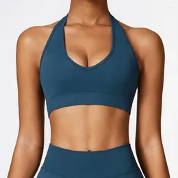 Active Shirts Women's Neck Hanging Seamless Yoga Bra Running Back Fitness Vest High-strength Sports Sexy Backless Breathable Underwear