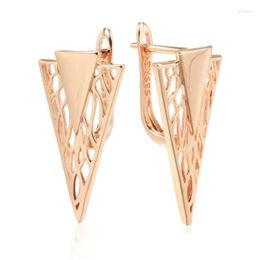 Dangle Chandelier Earrings Wbmqda Hollow Geometric Drop For Women 585 Rose Gold Color Natural Zircon Daily Party Fine Jewelry Accessor Otpof