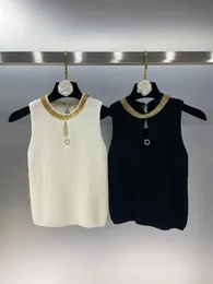 New Summer Fashion White & Black Sequin Knit Tank Women O-neck Sleeveless Hollow Out Slim Fit Ladies Vest Sweaters