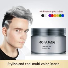 Color 120g Hair Color Promades Wax Silver Ash Grey Strong Hold Temporary Hair Dye Gel Mud Easy Wash Hair Coloring Styling Wax Cabello