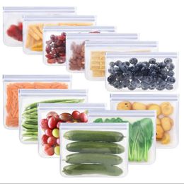 Reusable Storage PEVA Food Bags Snack Sand Fruits Freshness Protection Package Ziplock Bag Environmental Pouch For Kitchen Travel