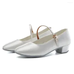 Dance Shoes White Satin Girls Practise Latin Ballroom For Trainning And Competitive
