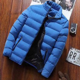 Men's Jackets Korean Parka Jacket Men Autumn Winter Cotton Padded Warm Thickened Man Fashion Stand Collar Clothing 2024 Down Coats Youth