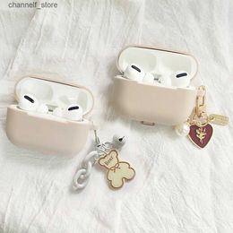 Earphone Accessories Fundas For AirPods Pro 2 Case Cute flower Korean bear Pendant keyring headphone case For airpods 1 2 3rd silicone Earphone CoverY240322