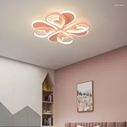 Ceiling Lights Gold Pink Flower Nordic Bedroom Led For Girls Room Modern Simple Wedding Light Lighting