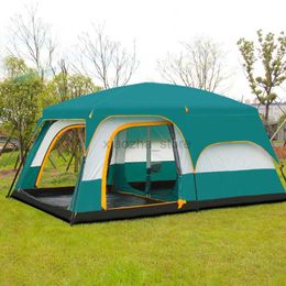 Tents and Shelters Large Size Ultralarge 6 10 12 Double Layers Outdoor 2living Rooms and 1hall Family Camping Tourist Tent In Top Quality Big Space 240322