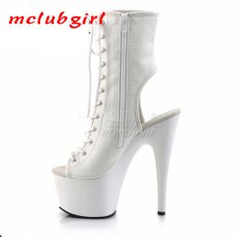 Boots Mclubgirl British 15 Cm Women Sexy Lace Platform Boots High Fish Tie Back Low Boots 17 Cm High Heel Night Punk Boots LYP
