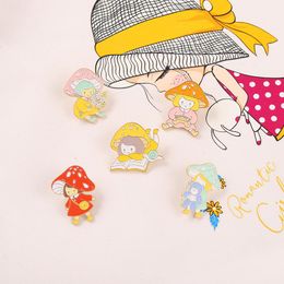 Mushroom Girl Enamel Pin Flower Book Bear Brooch Badges Clothes Lapel Pin Cap Bag Creative Fun Jewelry Gift For Child