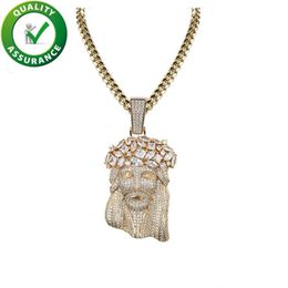 Jesus Piece Pendant Hip Hop Jewelry Mens Gold Chain Pendants Luxury Designer Necklace Statement Rapper Jewellery Diamond Hiphop Cu236i