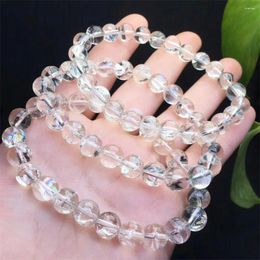 Link Bracelets 10MM Natural Azeztulite Clear Quartz Bracelet Women Beautiful Colorful Crystal Energy Healing Fashion Gemstone Jewelry 1PCS