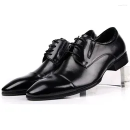 Dress Shoes Large Size EUR45 Brown Tan / Black Cap Toes Oxfords Mens Business Genuine Leather Prom Male Wedding