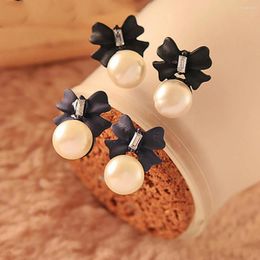 Stud Earrings Simulated Pearl Women Bohemian Bowknot Wedding Jewellery Korean