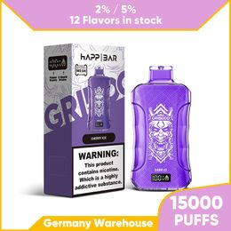 EU Hottest Puff 15K Authentic HAPP BAR 15000 Puffs Disposable Vape Bar Mesh Coil Rechargeable E Cigarettes