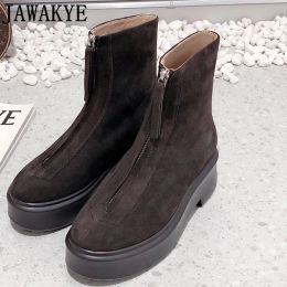 Boots Celebrity Street Fashion Chelsea Boots White Black Genuine Leather Thick Sole Platform Boots Female Ankle Boots Winter Shoes