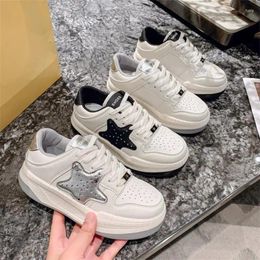 Casual Shoes 2024 Women's Autumn Small White With Low Top Lacing And Coloured Thick Sole Sports Board