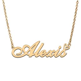 Alexis Name Necklaces for Women Love Heart Gold Nameplate Pendant Girl Stainless Steel Nameplated Girlfriend Birthday Christmas St2508