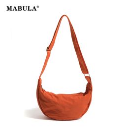 MABULA Simple Solid Colour Womans Hobo Shoulder Purse Casual Nylon Female Tote Handbag Lightweight Ladies Shopping Crossbody Bag 240305