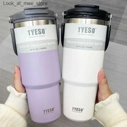 Mugs Tesso Coffee Cup Hot Water Bottle Stainless Steel Double Layer Insulation Cold and Hot Travel Cup Vacuum Thin Sheet Automotive Water Bottle Q240322