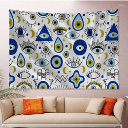 Tapestries Evil Eye Tapestry Symmetrical Pattern All Seeing Superstitious Turkish Ethnic Wall Hanging For Bedroom Livingroom Dorm Decor